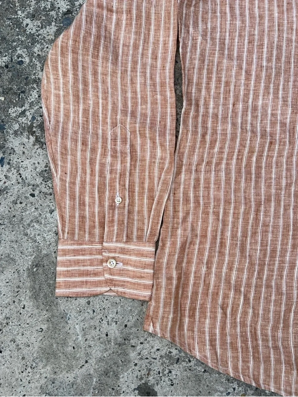 Spier & Mackay Red Stripe Linen Sportshirt Button Down Size 17.5 NWT 100%‎ Linen